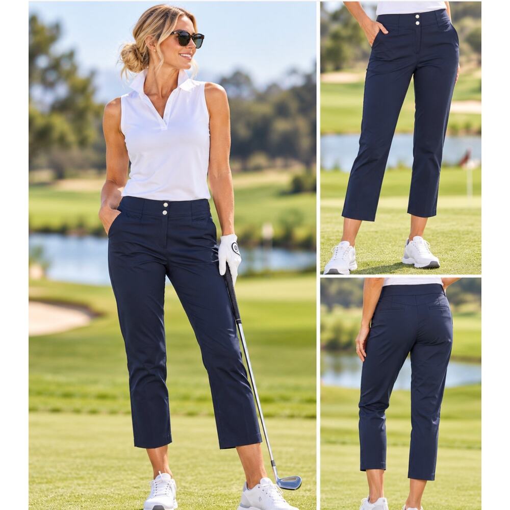 Tail Women's Cropped Golf Pants 2 Navy Blue Performance Resort Athletic Comfort